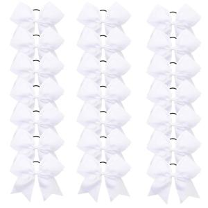 imageOaoleer 21PCS 8quot Large Cheer Bows White Bows Jumbo Cheerleader Bow with Ponytail Holder Elastic Band Handmade for Cheerleading Teen Girls College SportsWhite 21PCS