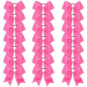 imageOaoleer 21PCS 8quot Large Cheer Bows White Bows Jumbo Cheerleader Bow with Ponytail Holder Elastic Band Handmade for Cheerleading Teen Girls College SportsHot Pink 21PCS