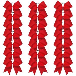 imageOaoleer 21PCS 8quot Large Cheer Bows White Bows Jumbo Cheerleader Bow with Ponytail Holder Elastic Band Handmade for Cheerleading Teen Girls College SportsRed 21PCS
