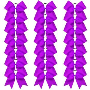 imageOaoleer 21PCS 8quot Large Cheer Bows White Bows Jumbo Cheerleader Bow with Ponytail Holder Elastic Band Handmade for Cheerleading Teen Girls College SportsPurple 21PCS