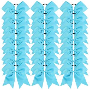 imageOaoleer 21PCS 8quot Large Cheer Bows White Bows Jumbo Cheerleader Bow with Ponytail Holder Elastic Band Handmade for Cheerleading Teen Girls College SportsSky Blue 21PCS
