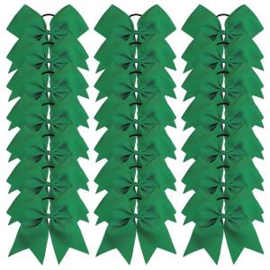 imageOaoleer 21PCS 8quot Large Cheer Bows White Bows Jumbo Cheerleader Bow with Ponytail Holder Elastic Band Handmade for Cheerleading Teen Girls College SportsForest Green 21PCS