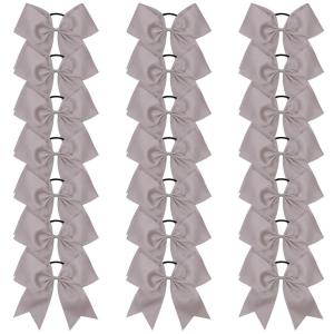 imageOaoleer 21PCS 8quot Large Cheer Bows White Bows Jumbo Cheerleader Bow with Ponytail Holder Elastic Band Handmade for Cheerleading Teen Girls College SportsGray 21PCS
