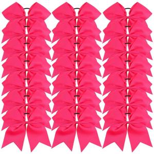 imageOaoleer 21PCS 8quot Large Cheer Bows White Bows Jumbo Cheerleader Bow with Ponytail Holder Elastic Band Handmade for Cheerleading Teen Girls College SportsRose Pink 21PCS