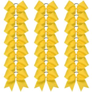 imageOaoleer 21PCS 8quot Large Cheer Bows White Bows Jumbo Cheerleader Bow with Ponytail Holder Elastic Band Handmade for Cheerleading Teen Girls College SportsYellow 21PCS