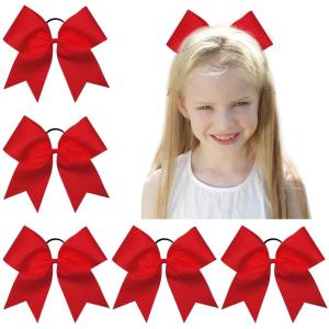 imageOaoleer 8inch Jumbo Large Cheer Bows Ponytail Holder Elastic Band Handmade Boutique Hair Accessories for Cheerleading Teen Girls College Women Sports 1PCS WhiteRed