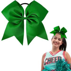 imageOaoleer 8inch Jumbo Large Cheer Bows Ponytail Holder Elastic Band Handmade Boutique Hair Accessories for Cheerleading Teen Girls College Women Sports 1PCS WhiteForest Green