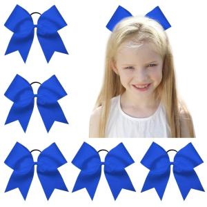 imageOaoleer 8inch Jumbo Large Cheer Bows Ponytail Holder Elastic Band Handmade Boutique Hair Accessories for Cheerleading Teen Girls College Women Sports 1PCS WhiteRoyal Blue