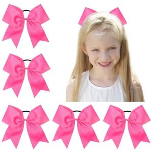 imageOaoleer 8inch Jumbo Large Cheer Bows Ponytail Holder Elastic Band Handmade Boutique Hair Accessories for Cheerleading Teen Girls College Women Sports 1PCS WhiteHot Pink