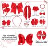 image32PCS Red Hair Accessories Set by Oaoleer  Grosgrain Ribbon Bows Cheer Bows Alligator Clips Curly Koker Bows Hair Ties Headbands for Little GirlsRed