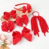 image32PCS Red Hair Accessories Set by Oaoleer  Grosgrain Ribbon Bows Cheer Bows Alligator Clips Curly Koker Bows Hair Ties Headbands for Little GirlsRed