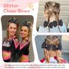 imageOAOLEER 12PCS Glitter Cheer Hair Bows for Cheerleading Cheer Bow with Ponytail Holder for Teen Girls Cheerleader WhiteBlack