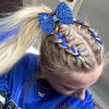 imageOAOLEER 12PCS Glitter Cheer Hair Bows for Cheerleading Cheer Bow with Ponytail Holder for Teen Girls Cheerleader WhiteBlue