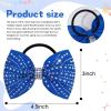imageOAOLEER 12PCS Glitter Cheer Hair Bows for Cheerleading Cheer Bow with Ponytail Holder for Teen Girls Cheerleader WhiteBlue