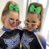 imageOAOLEER 12PCS Glitter Cheer Hair Bows for Cheerleading Cheer Bow with Ponytail Holder for Teen Girls Cheerleader WhiteGreen