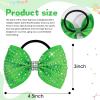 imageOAOLEER 12PCS Glitter Cheer Hair Bows for Cheerleading Cheer Bow with Ponytail Holder for Teen Girls Cheerleader WhiteGreen