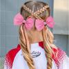imageOAOLEER 12PCS Glitter Cheer Hair Bows for Cheerleading Cheer Bow with Ponytail Holder for Teen Girls Cheerleader WhitePink