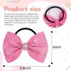 imageOAOLEER 12PCS Glitter Cheer Hair Bows for Cheerleading Cheer Bow with Ponytail Holder for Teen Girls Cheerleader WhitePink
