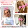 imageOAOLEER 12PCS Glitter Cheer Hair Bows for Cheerleading Cheer Bow with Ponytail Holder for Teen Girls Cheerleader WhitePink
