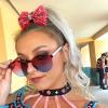 imageOAOLEER 12PCS Glitter Cheer Hair Bows for Cheerleading Cheer Bow with Ponytail Holder for Teen Girls Cheerleader WhiteRed