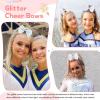 imageOAOLEER 12PCS Glitter Cheer Hair Bows for Cheerleading Cheer Bow with Ponytail Holder for Teen Girls Cheerleader WhiteWhite