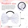 imageOAOLEER 12PCS Glitter Cheer Hair Bows for Cheerleading Cheer Bow with Ponytail Holder for Teen Girls Cheerleader WhiteWhite