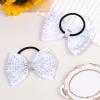 imageOAOLEER 12PCS Glitter Cheer Hair Bows for Cheerleading Cheer Bow with Ponytail Holder for Teen Girls Cheerleader WhiteWhite