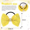 imageOAOLEER 12PCS Glitter Cheer Hair Bows for Cheerleading Cheer Bow with Ponytail Holder for Teen Girls Cheerleader WhiteYellow