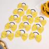 imageOAOLEER 12PCS Glitter Cheer Hair Bows for Cheerleading Cheer Bow with Ponytail Holder for Teen Girls Cheerleader WhiteYellow