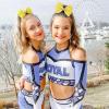 imageOAOLEER 12PCS Glitter Cheer Hair Bows for Cheerleading Cheer Bow with Ponytail Holder for Teen Girls Cheerleader WhiteYellow