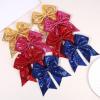 imageOAOLEER 2PCS Glitter Cheer Hair Bow Clips for Girls 7 inch Red Sequin Large Hair Bows Hair Accessories for Girls Teen Softball Cheerleader RedBlue