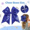 imageOAOLEER 2PCS Glitter Cheer Hair Bow Clips for Girls 7 inch Red Sequin Large Hair Bows Hair Accessories for Girls Teen Softball Cheerleader RedBlue