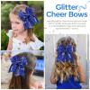 imageOAOLEER 2PCS Glitter Cheer Hair Bow Clips for Girls 7 inch Red Sequin Large Hair Bows Hair Accessories for Girls Teen Softball Cheerleader RedBlue