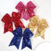 imageOAOLEER 2PCS Glitter Cheer Hair Bow Clips for Girls 7 inch Red Sequin Large Hair Bows Hair Accessories for Girls Teen Softball Cheerleader RedGold