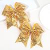 imageOAOLEER 2PCS Glitter Cheer Hair Bow Clips for Girls 7 inch Red Sequin Large Hair Bows Hair Accessories for Girls Teen Softball Cheerleader RedGold