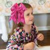 imageOAOLEER 2PCS Glitter Cheer Hair Bow Clips for Girls 7 inch Red Sequin Large Hair Bows Hair Accessories for Girls Teen Softball Cheerleader RedHot Pink