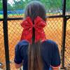imageOAOLEER 2PCS Glitter Cheer Hair Bow Clips for Girls 7 inch Red Sequin Large Hair Bows Hair Accessories for Girls Teen Softball Cheerleader RedRed