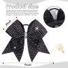imageOAOLEER 6PCS Glitter Cheer Hair Bows for Cheerleading Shiny Rhinestones Large Jumbo Cheer Bow with Ponytail Holder for Teen Girls Cheerleader BlackBlack