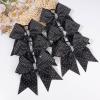 imageOAOLEER 6PCS Glitter Cheer Hair Bows for Cheerleading Shiny Rhinestones Large Jumbo Cheer Bow with Ponytail Holder for Teen Girls Cheerleader BlackBlack