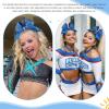 imageOAOLEER 6PCS Glitter Cheer Hair Bows for Cheerleading Shiny Rhinestones Large Jumbo Cheer Bow with Ponytail Holder for Teen Girls Cheerleader BlackBlue