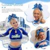 imageOAOLEER 6PCS Glitter Cheer Hair Bows for Cheerleading Shiny Rhinestones Large Jumbo Cheer Bow with Ponytail Holder for Teen Girls Cheerleader BlackBlue