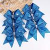 imageOAOLEER 6PCS Glitter Cheer Hair Bows for Cheerleading Shiny Rhinestones Large Jumbo Cheer Bow with Ponytail Holder for Teen Girls Cheerleader BlackBlue