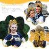 imageOAOLEER 6PCS Glitter Cheer Hair Bows for Cheerleading Shiny Rhinestones Large Jumbo Cheer Bow with Ponytail Holder for Teen Girls Cheerleader BlackGold