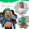 imageOAOLEER 6PCS Glitter Cheer Hair Bows for Cheerleading Shiny Rhinestones Large Jumbo Cheer Bow with Ponytail Holder for Teen Girls Cheerleader BlackGreen