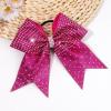 imageOAOLEER 6PCS Glitter Cheer Hair Bows for Cheerleading Shiny Rhinestones Large Jumbo Cheer Bow with Ponytail Holder for Teen Girls Cheerleader BlackHot Pink