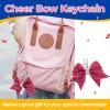 imageOAOLEER Cheer Bow Keychain Cheer Keychain with Rhinestones Cheerleader Keyrings for Teen Cheerleading Sports AccessoryPink