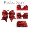 imageOaoleer 12PCS 7quot Large Glitter Cheer Hair Bows Ponytail Holder Elastic Band Handmade for Cheerleading Teen Girls College Sports Sequin Mixedcolor 12PCSRed