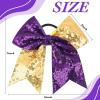 imageOaoleer 12PCS 7quot Large Glitter Cheer Hair Bows Ponytail Holder Elastic Band Handmade for Cheerleading Teen Girls College Sports Sequin Mixedcolor 12PCSSequin  Purple  Gold