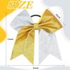 imageOaoleer 12PCS 7quot Large Glitter Cheer Hair Bows Ponytail Holder Elastic Band Handmade for Cheerleading Teen Girls College Sports Sequin Mixedcolor 12PCSGlitter  Silver  Gold