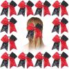 imageOaoleer 12PCS 7quot Large Glitter Cheer Hair Bows Ponytail Holder Elastic Band Handmade for Cheerleading Teen Girls College Sports Sequin Mixedcolor 12PCSSequin  Red  Black
